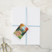 Knuffige herfstbosdieren knus landschapskunstposte cadeaulabel (Met Touw)