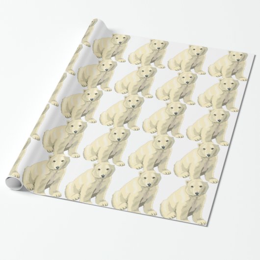Knuffige ijsbeer cadeaupapier (Uitgerold)