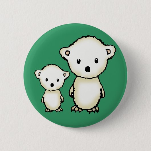 Knuffige IJsberen Knop Ronde Button 5,7 Cm (Voorkant)