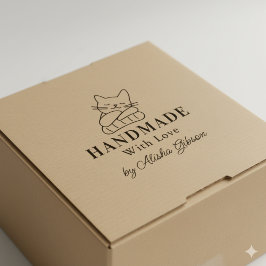Knuffige Kat Handgemaakt met liefde, Grote Rubbere Zelfinktende Stempel