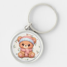 Knuffige Kawaii Knuffelbeer Winter Sleutelhanger
