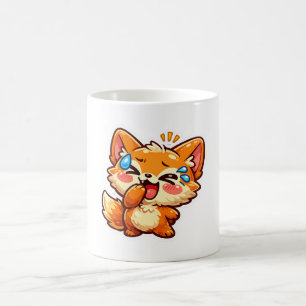 Knuffige Kawaii Oranje Vos Lachend Huilend TraanSt Koffiemok