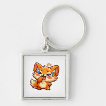 Knuffige Kawaii Oranje Vos Lachende Huilende Traan