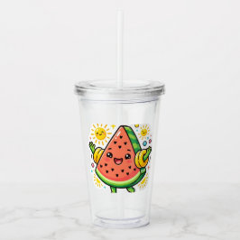 Knuffige Kawaii Watermeloen Schijf Opblaasbare Arm Acryl Drinkbeker
