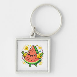 Knuffige Kawaii Watermeloen Schijf Opblaasbare Arm Sleutelhanger