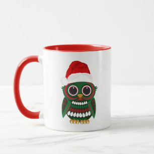 Knuffige Kerstuil Geruite Cozy Festieve Vakantie Mok