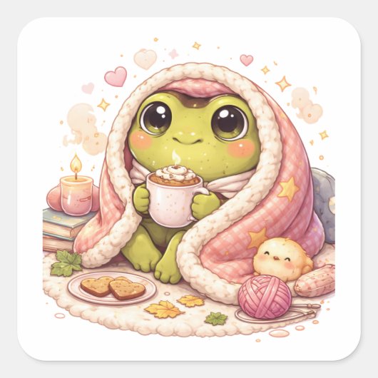 Knuffige Kikker Esthetische Sticker (Voorkant)