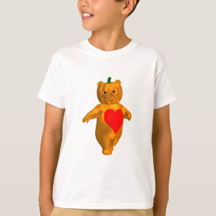 Knuffige kleine beer met pompoen hoofd t-shirt