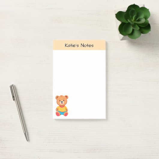 Knuffige Kleurrijke Teddibeer Kinderen Gepersonali Post-it® Notes (Kantoor)