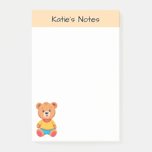 Knuffige Kleurrijke Teddibeer Kinderen Gepersonali Post-it® Notes (Voorkant)