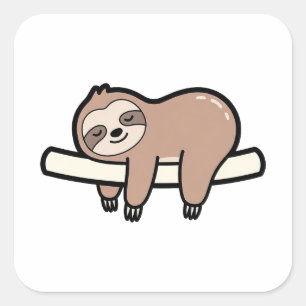 Knuffige Luiaard – Zachte Neutrale Dieren Illustra Vierkante Sticker