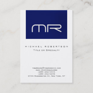 Knuffige moderne monogram witte blauwe visitekaart visitekaartje