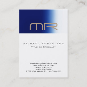 Knuffige moderne monogram witte blauwe visitekaart visitekaartje