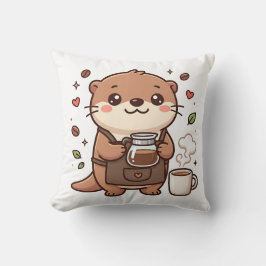 Knuffige Otter Barista Worp Kussen