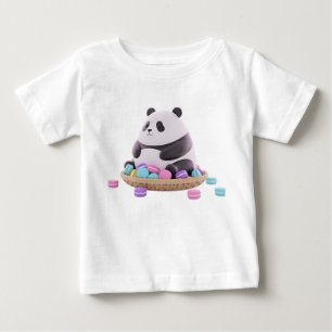 Knuffige Pandabeeldje met Kleurrijke Macarons
