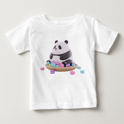 Knuffige Pandabeeldje met Kleurrijke Macarons (Voorkant)