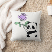 Knuffige pandabeer met paarse roos bloem kussen (Deken)