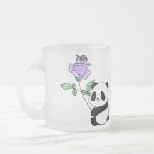 Knuffige Pandabeer met Paarse Roos Bloem