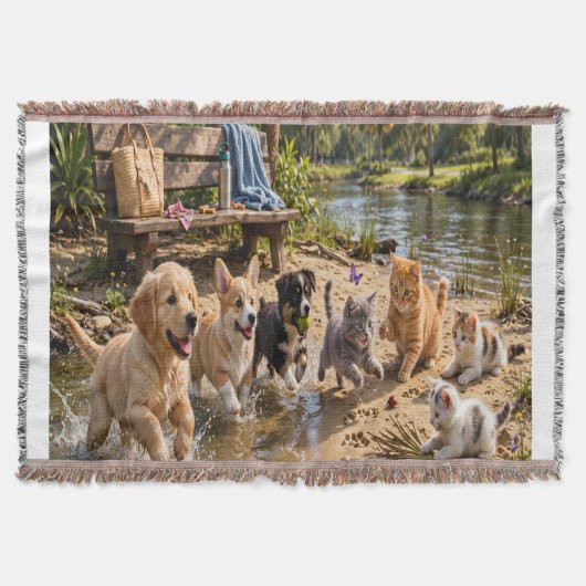 Knuffige Puppies & Kittens Riverside Werpdeken Deken (Voorkant)