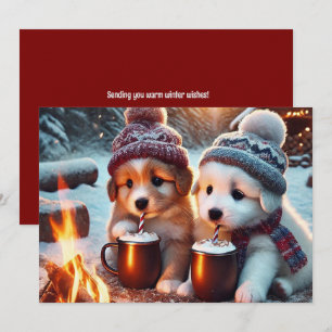 Knuffige Puppy Winterkaart • Liefde voor Honden Feestdagenkaart