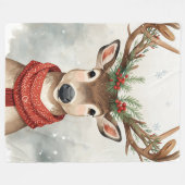 Knuffige rendier kerst fleece deken (Voorkant (Horizontaal))