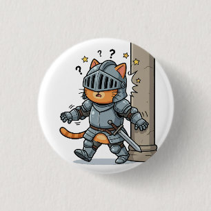 Knuffige Ridderkat Knop Ronde Button 3,2 Cm