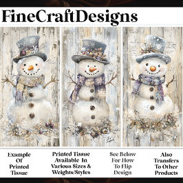 Knuffige Shabby Chic Sneeuwmannen Koel Blauw AL7 D Tissuepapier
