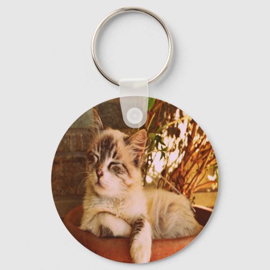 Knuffige Slaapkat Sleutelhanger (Voorkant)