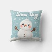 Knuffige Sneeuwdagsneeuwman Sierkussen (Achterkant)
