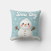 Knuffige Sneeuwdagsneeuwman Sierkussen (Voorkant)