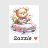 Knuffige Teddibeer rijdt Kawaii & Dierenliefhebber Sticker (Vel)