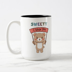Knuffige Teddibeer Sweety I Love You Koffiemok Tweekleurige Koffiemok