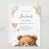 Knuffige Teddybeer Babyshower Uitnodiging (Voorkant)