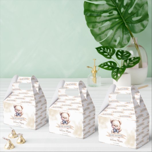 Knuffige teddybeer babyshower waterverf bedankdoosjes (Meervoudige)