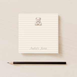 Knuffige teddybeer bruine strepen & kindnaam schri post-it® notes
