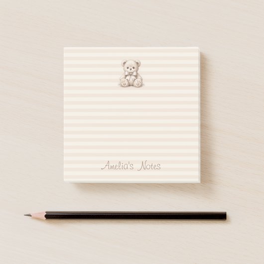 Knuffige teddybeer bruine strepen & kindnaam schri post-it® notes