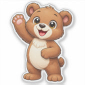 Knuffige teddybeer die zwaait op maat gesneden vin sticker (Voorkant)