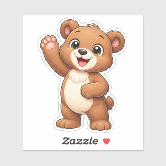 Knuffige teddybeer die zwaait op maat gesneden vin sticker (Vel)