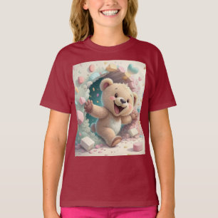 Knuffige teddybeer doorbreekt muur Kinderkamer T-shirt