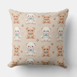Knuffige teddybeer en blauwe strikken naadloos pat kussen
