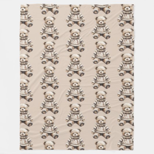 Knuffige teddybeer fleece deken (Voorkant)
