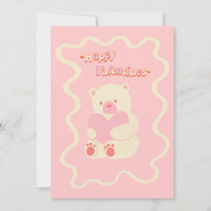 knuffige teddybeer hart gelukkige valentijnsdag ka feestdagenkaart