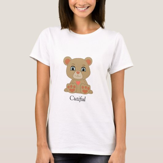 Knuffige teddybeer & hart t-shirt (Voorkant)