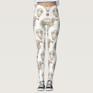 Knuffige teddybeer-hete-luchtballon Neutraal patro Leggings