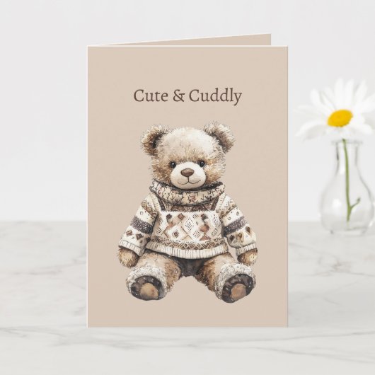 Knuffige teddybeer kaart (Kleine Plant)