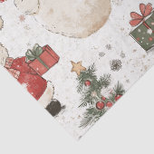 Knuffige teddybeer & Kerstman op Wit (2) Tissuepapier (Detail)