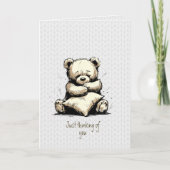 Knuffige teddybeer kussen - denk aan jou kaart (Voorkant)