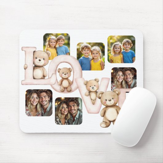 Knuffige teddybeer "LIEFDE" fotoweergave Muismat (Met muis)