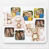 Knuffige teddybeer "LIEFDE" fotoweergave Muismat (Voorkant)
