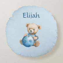 Knuffige teddybeer met blauwe bal